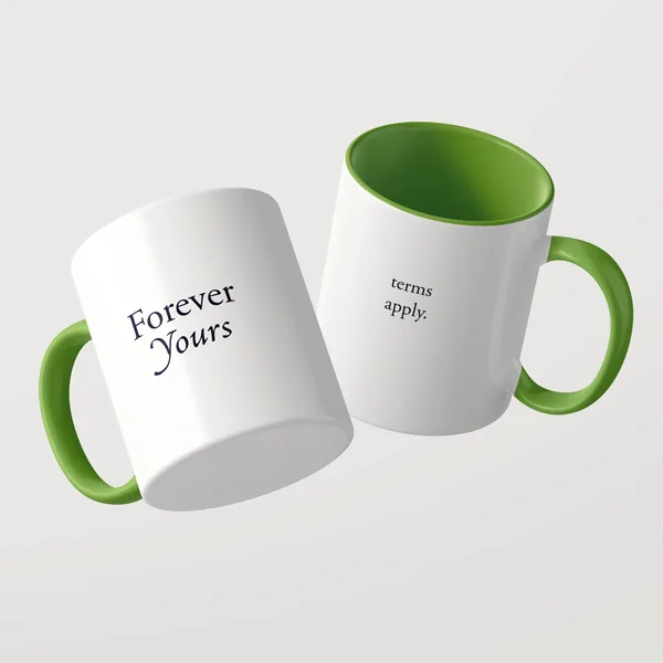 Forever Yours Tasse mit grüner Innenseite und grünem Henkel