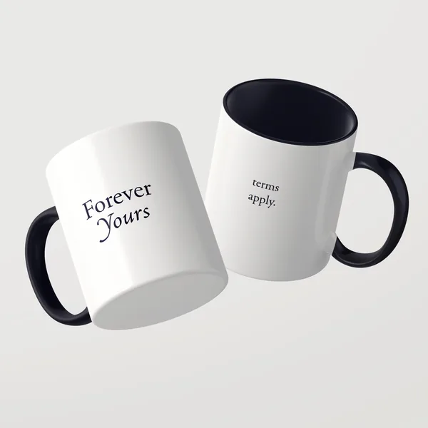 Forever Yours Tasse mit schwarzer Innenseite und schwarzem Henkel