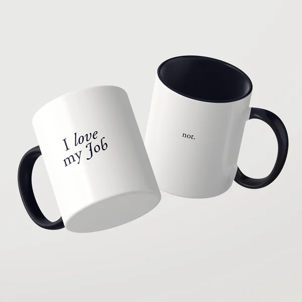 I love my Job Tasse mit schwarzer Innenseite und schwarzem Henkel