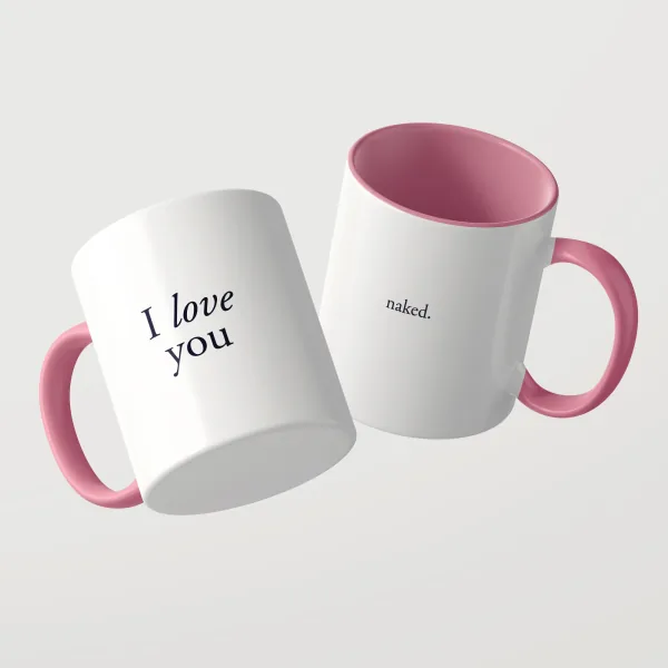 I Love You Tasse mit rosa Innenseite und rosa Henkel
