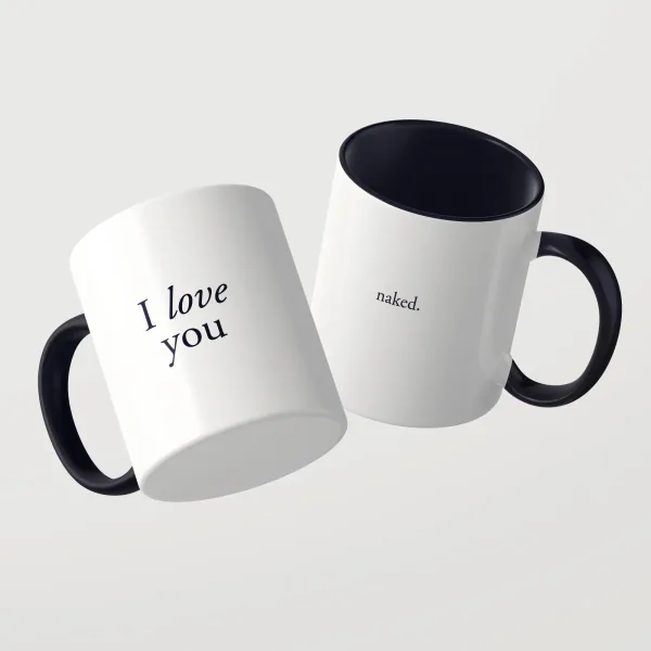 I Love You Tasse mit schwarzer Innenseite und schwarzem Henkel