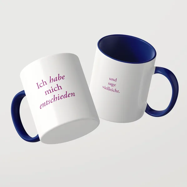 Ich habe mich entschieden Tasse mit blauer Innenseite und blauem Henkel