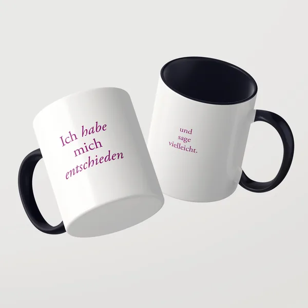 Ich habe mich entschieden Tasse mit schwarzer Innenseite und schwarzem Henkel