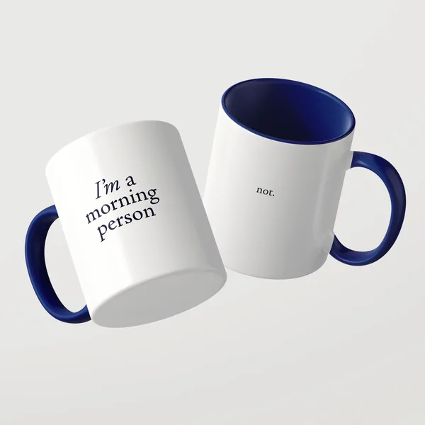 I’m a Morning Person Tasse mit blauer Innenseite und blauem Henkel