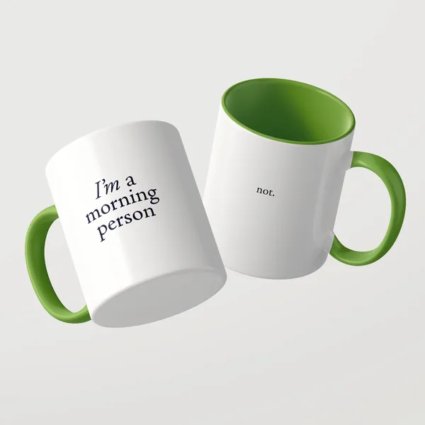 I’m a Morning Person Tasse mit grüner Innenseite und grünem Henkel