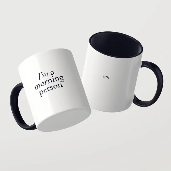I’m a Morning Person Tasse mit schwarzer Innenseite und schwarzem Henkel