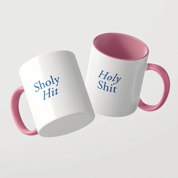 Sholy Hit mug with a pink inside and pink handle